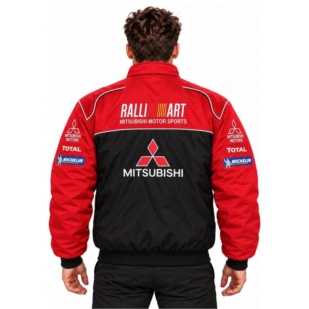Blouson Mitsubishi Ralliart Rouge et Noir à logos brodés | WRC Rally Mega Store