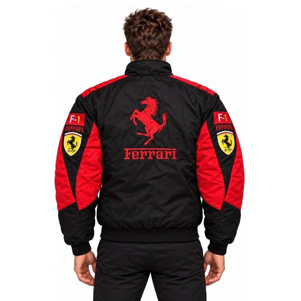 Blouson Ferrari Noir à logos brodés | WRC Rally Mega Store