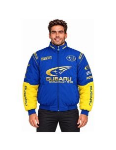Blouson Subaru Bleu et Jaune à logos brodés | WRC Rally Mega Store