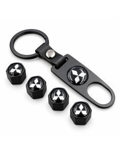 Bouchons de valve Mitsubishi noirs avec outil – lot de 4 | WRC Rally Mega Store