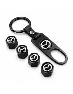 Bouchons de valve Mazda noirs avec outil – lot de 4 | WRC Rally Mega Store