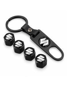 Bouchons de valve Suzuki noirs avec outil – lot de 4 | WRC Rally Mega Store