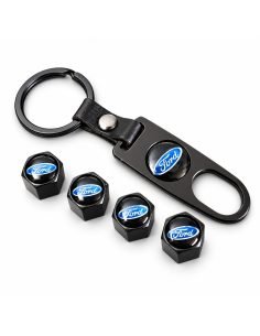 Bouchons de valve Ford noirs avec outil – lot de 4 | WRC Rally Mega Store