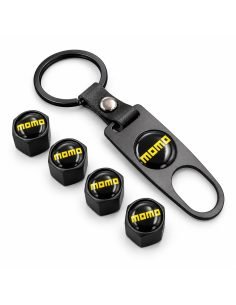 Bouchons de valve MOMO noirs avec outil – lot de 4