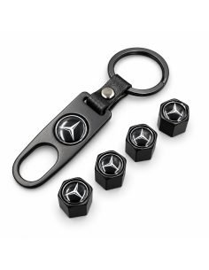 Bouchons de valve Mercedes-Benz noirs avec outil – lot de 4