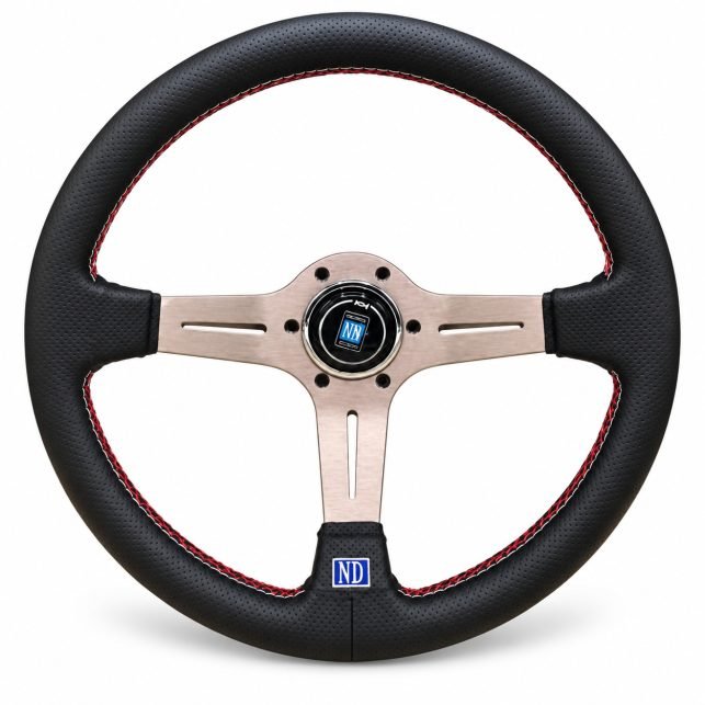 Volant Nardi perforé à branches argentées – 13 pouces