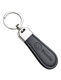 Škoda key ring with black strap embossed