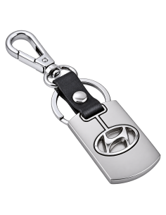 Hyundai keyring with silver plate, black flange and carabiner