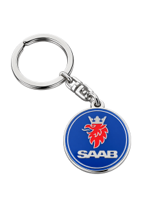 Saab key ring round blue with red claw