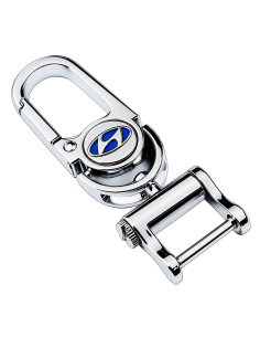 Hyundai key ring with blue logo, carabiner and metal fastener