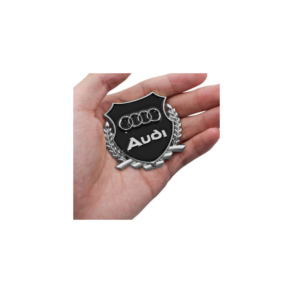 EMBLEME BOUCLIER LOGO AUDI SILVER | WRC Rally Mega.Store