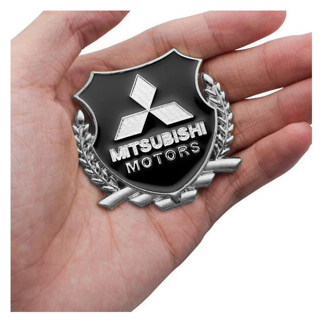 EMBLEME BOUCLIER LOGO MITSUBISHI SILVER | WRC Rally Mega.Store