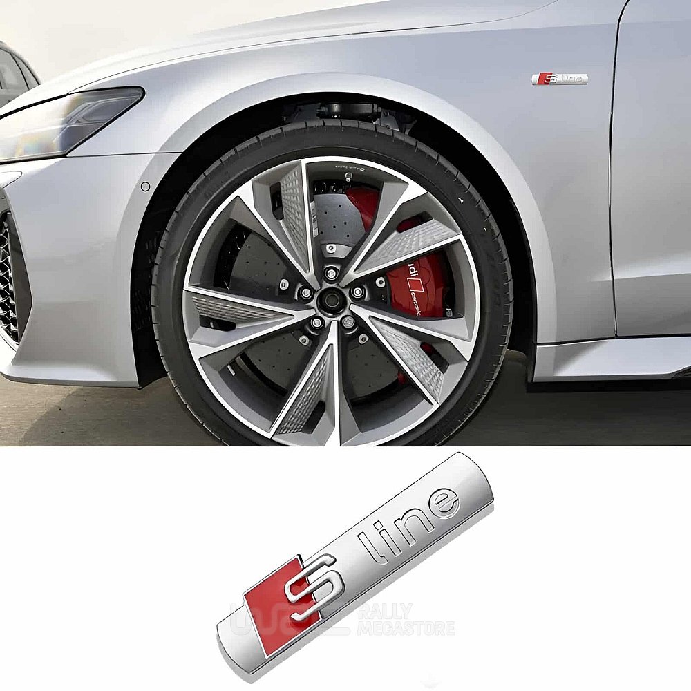 EMBLEME LOGO AUTOCOLLANT AUDI S LINE ARGENT MAT | WRC Rally Mega.Store