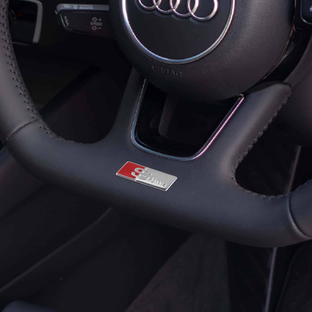 EMBLEME LOGO AUTOCOLLANT S LINE SILVER POUR VOLANT AUDI | WRC Rally Mega.Store